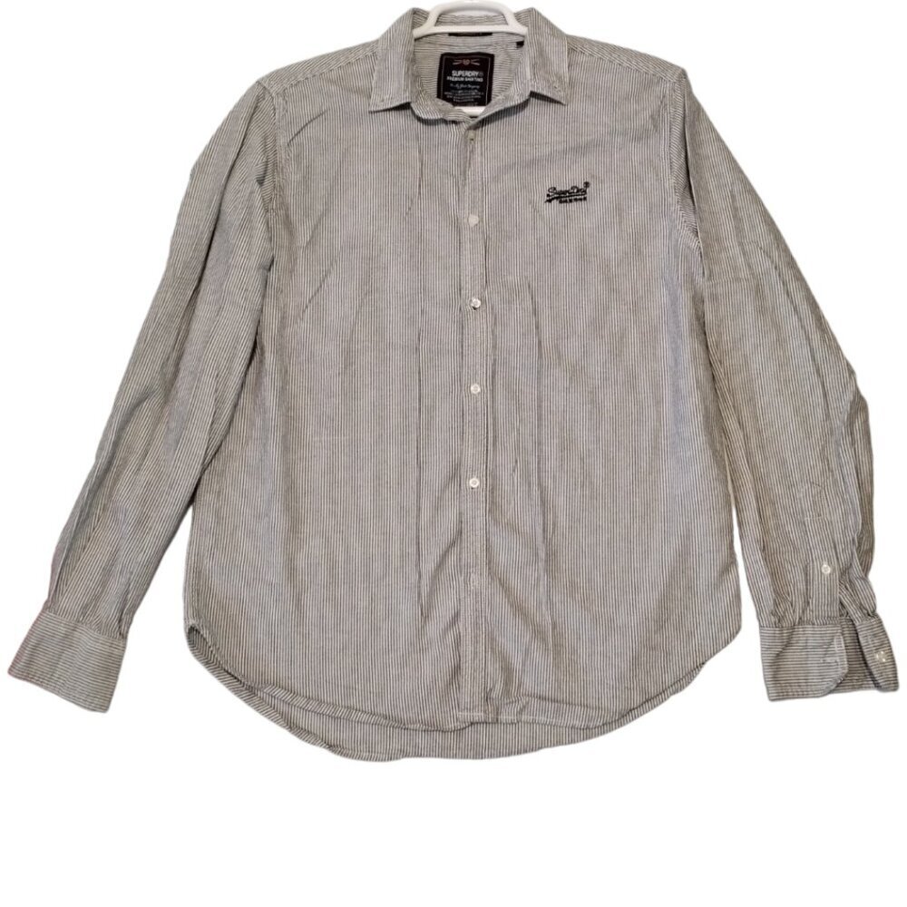 SuperDry Mens XXL Regular‎ Fit Pinstripe Long Sleeve Button Up Shirt